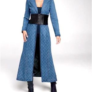 Denim Quilted Trench Coat
